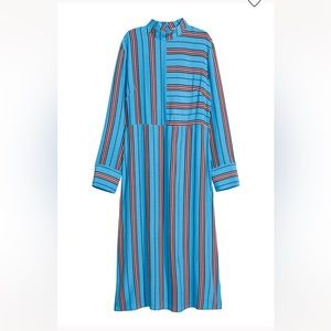 H&M Blue Striped Long Sleeve Dress